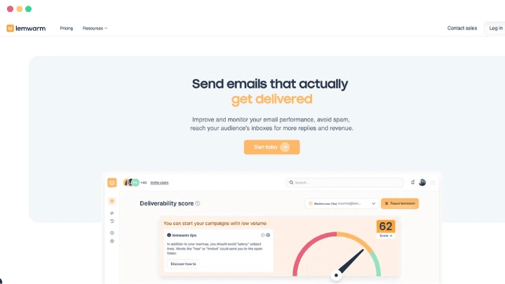 5 mejores herramientas de calentamiento de email para Yahoo 3 Screenshot of Lemwarm Homepage