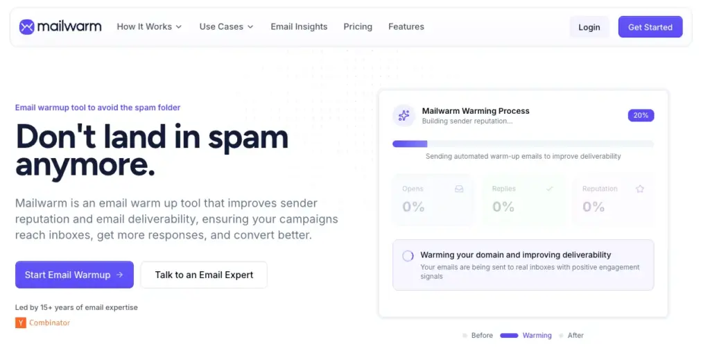 Warmy vs. Mailwarm 2026: Why Serious Senders Are Making the Switch 1 Mailwarm Homepage Screenshot