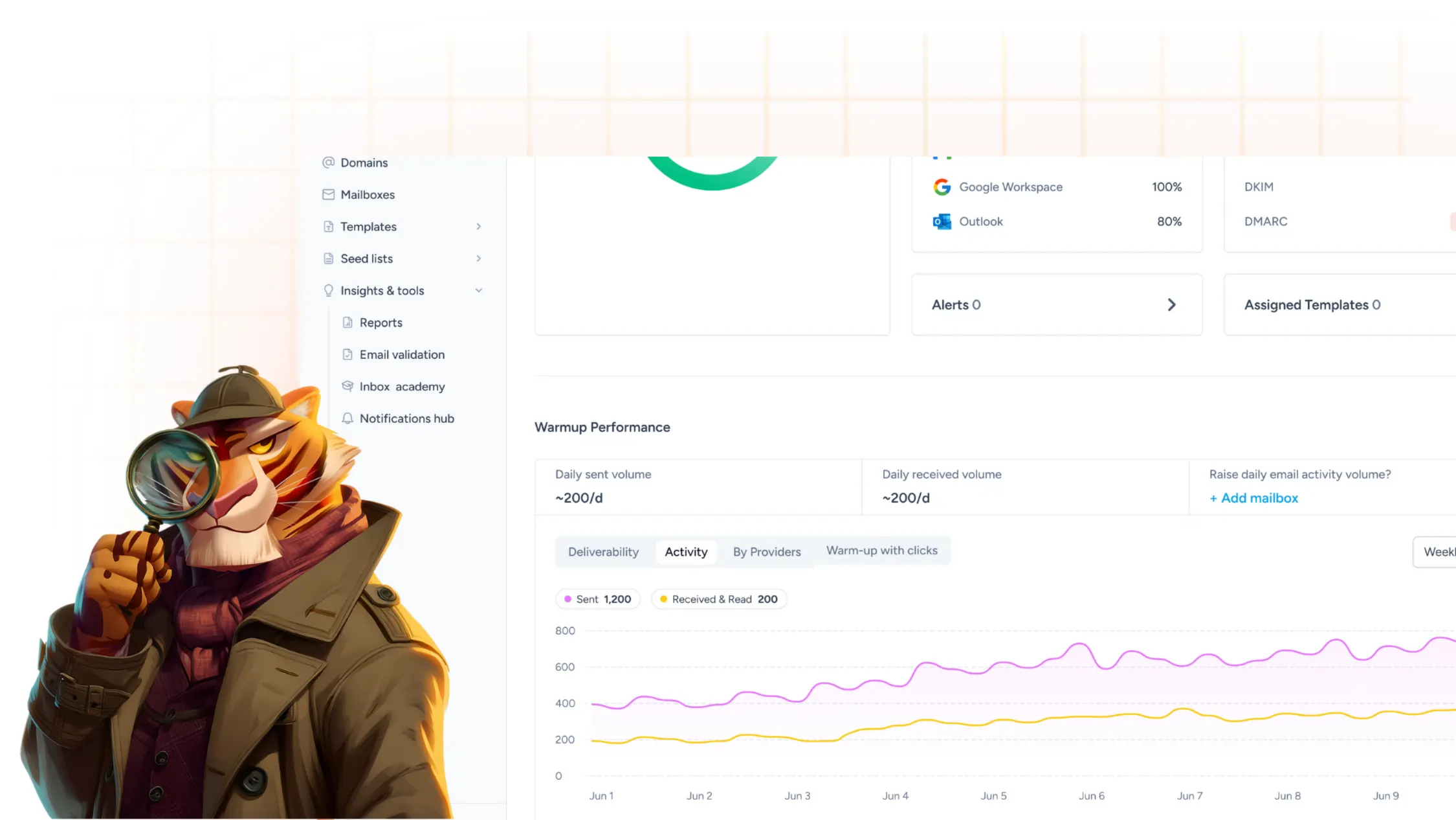 Top 7 MailScale Alternatives For Your Email Outreach 9 Email Warmup Performance Dashboard