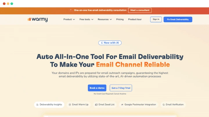 Homepage of Warmy Screenshot