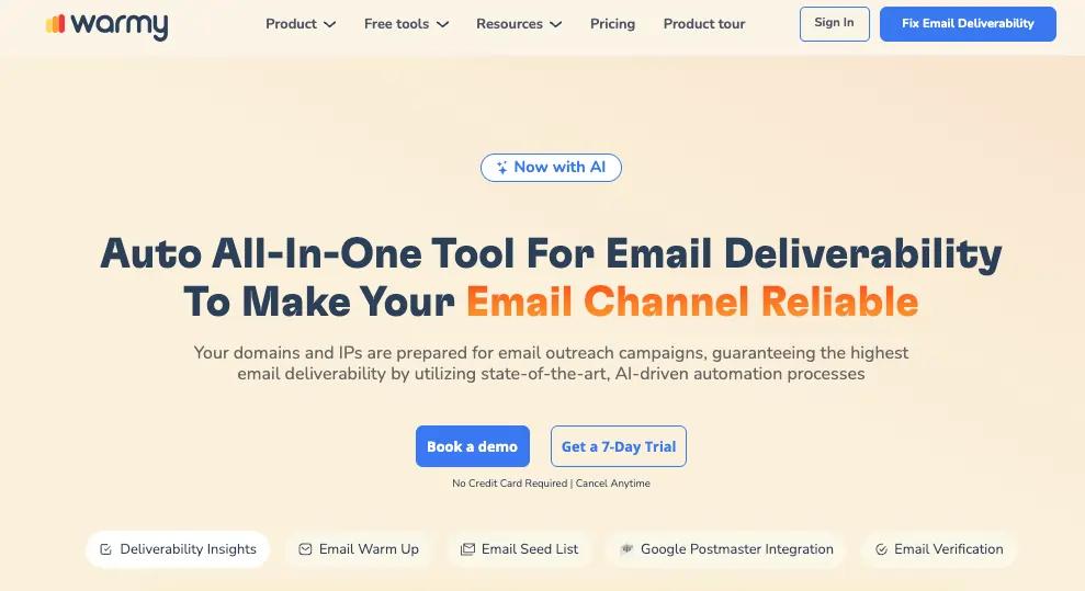 Email Deliverability Tools with Customizable Warmup Schedules: The 2026 Expert Guide 1 Warmy Homepage Screenshot