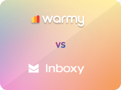 Inboxy.io alternative. Warmy.io vs Inboxy.io 12 Gradient background with the text Warmy vs Inboxy centered on the image.