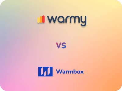 Warmbox alternative. Warmy vs Warmbox.ai 9 A gradient background with warmy in rainbow-colored text at the top and Warmbox in blue text with a logo at the bottom. The word vs is centered between the two names.