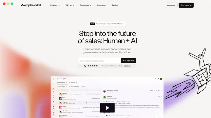 Screenshot of Amplemarket Homepage