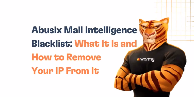 Abusix Mail Intelligence: What It Is and How to Remove Your IP From It 27 A muscular cartoon tiger in a black warmy t-shirt stands with folded arms beside the text: “Abusix Mail Intelligence Blacklist: What It Is and How to Remove Your IP From It.” The scene hints at the power of abusix mail intelligence.