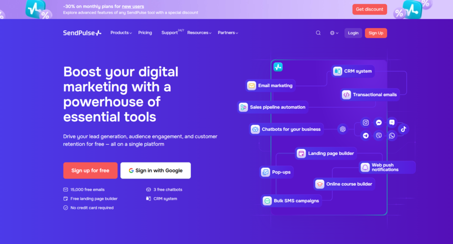 sendpulse homepage