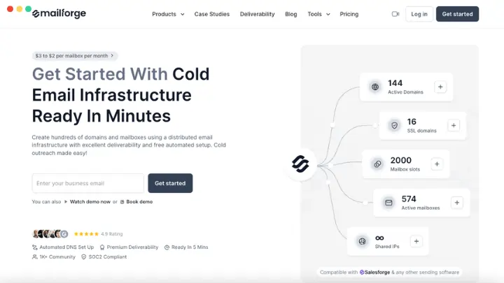 7 Best Mailforge Alternatives for Cold Email Infrastructure (2026) 1 Screenshot of the Mailforge Homepage