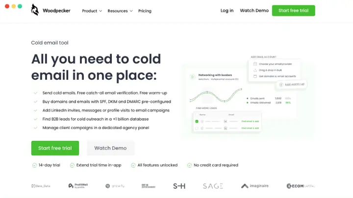 7 Best Mailforge Alternatives for Cold Email Infrastructure (2026) 8 Woodpecker Homepage 1