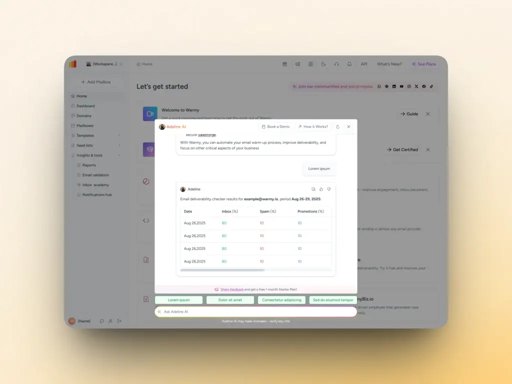 Adeline AI sample chat interaction
