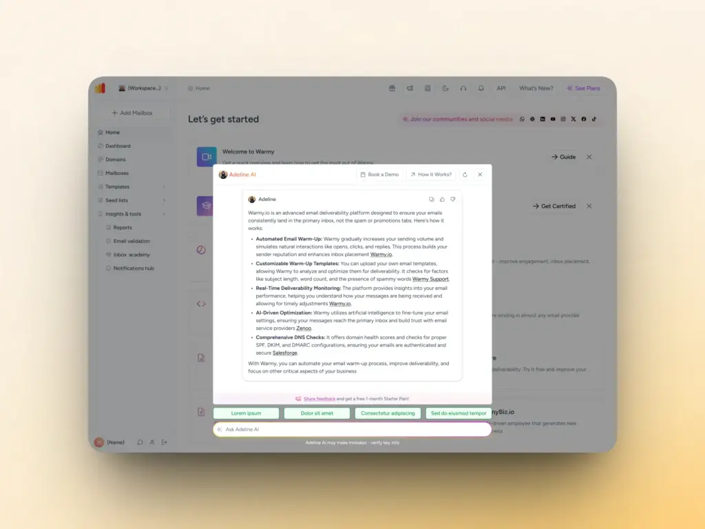 Adeline AI Chat sample interaction