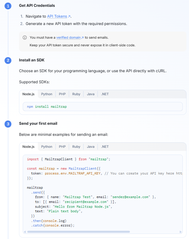 Steps for API integration