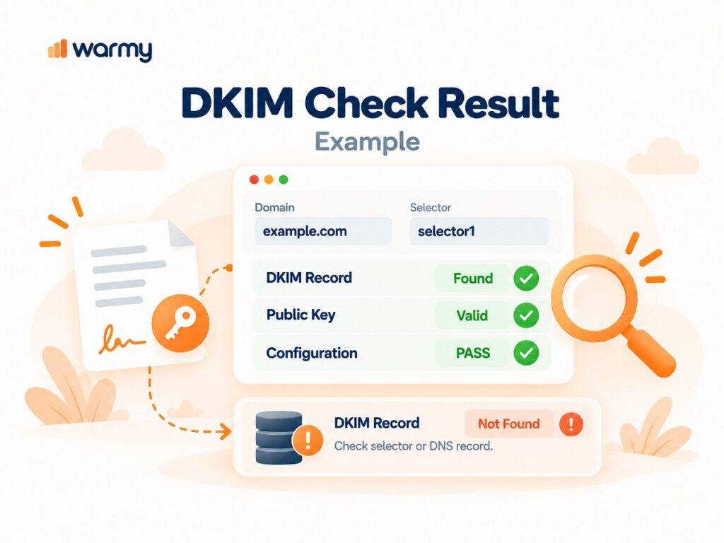 Free SPF, DKIM & DMARC Checker: Test & Fix Your Email Authentication in Seconds 2 Sample DKIM checker result showing pass and fail status