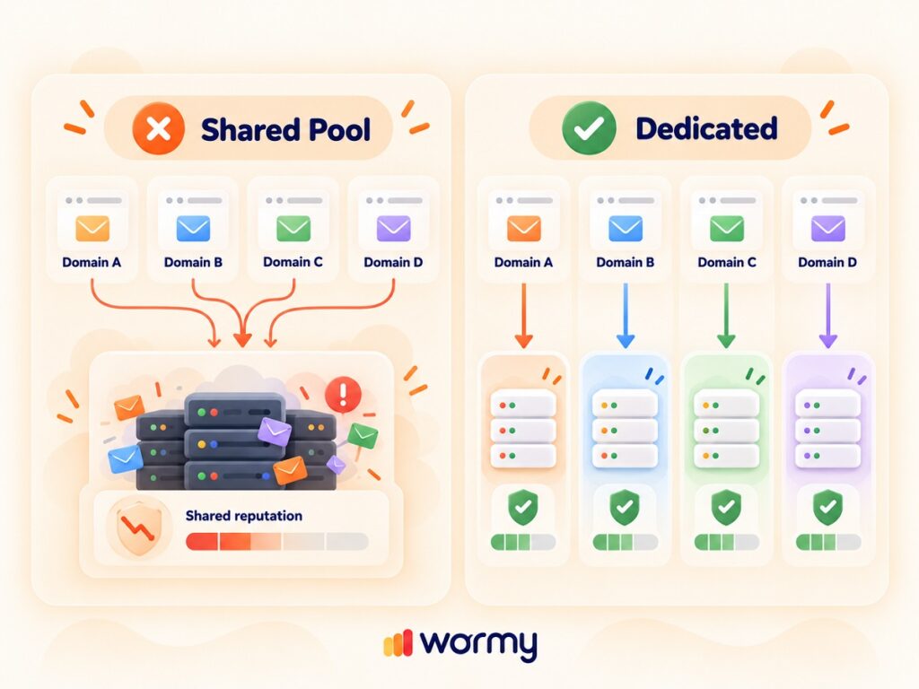 Validity’s Heatwave Blocklist: What We Know So Far About Its Impact on Email Deliverability 3 Illustration of separated sending environments protecting sender reputation between accounts