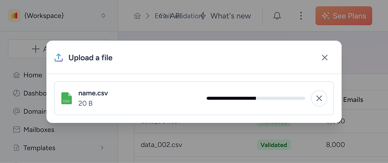 Upload your contact list file for verification