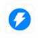 Blue lightning bolt icon inside a white square with rounded corners and a black, dotted border.